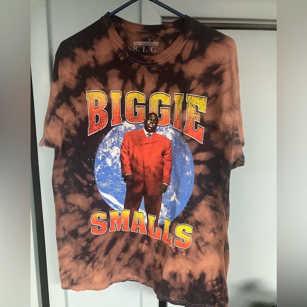 Biggie smalls BIG tie dye worldwide graphic image 90s hip hop shirt size large
